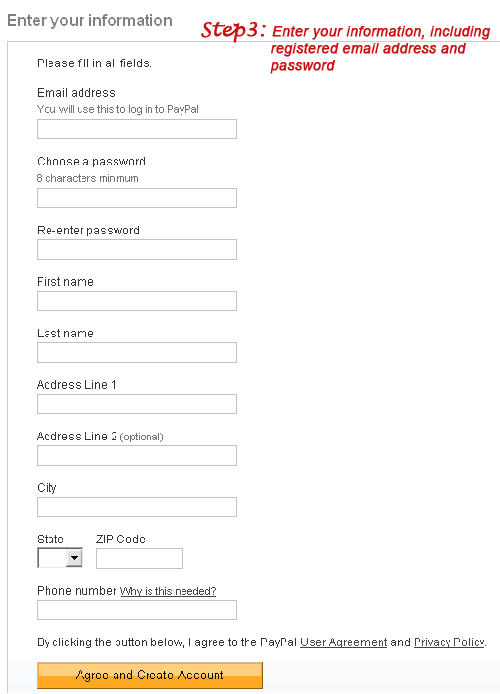 Enter your information, including registered email address and password