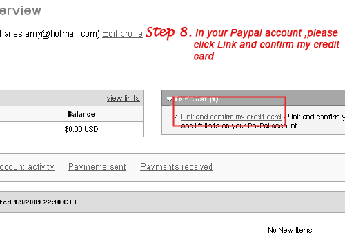 In your Paypal account ,please click Link and confirm my credit card