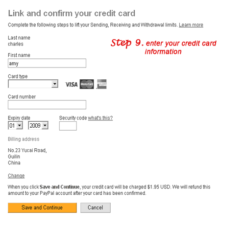 enter your credit card information