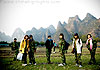Six girls are walking to the destination