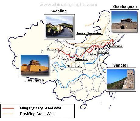 map of china with great wall of china. Great Wall in China