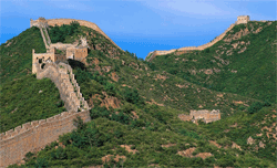 The Badaling section of the Great Wall close to Beijing. This section of wall was built during the Ming Dynasty