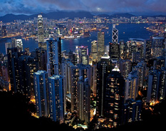night view of Hong kong's skyscrapers