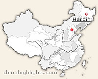 Map of Harbin's location in China