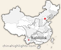 Map of Kunming's location in China