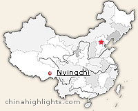 Map of Nyingchi's location in China