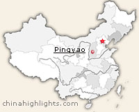 Map of Pingyao's location in China