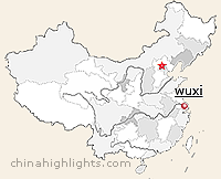 Map of Wuxi's location in China