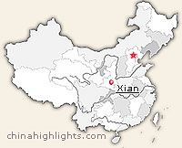 Map of Xian's location in China