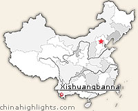 Map of Xishuanbanna's location in China Map of Kunming's location in China