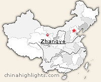 Map of zhangye's location in China