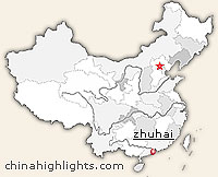 Map of Zhuhai's location in China Map of Zhuhai's location in China