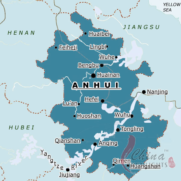 provinces of china. Anhui provinces in China.
