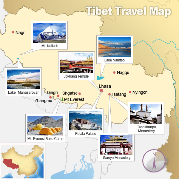 Tibet Attractions Map