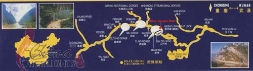 The Map of Yangtze River in China, Yangtze River Map