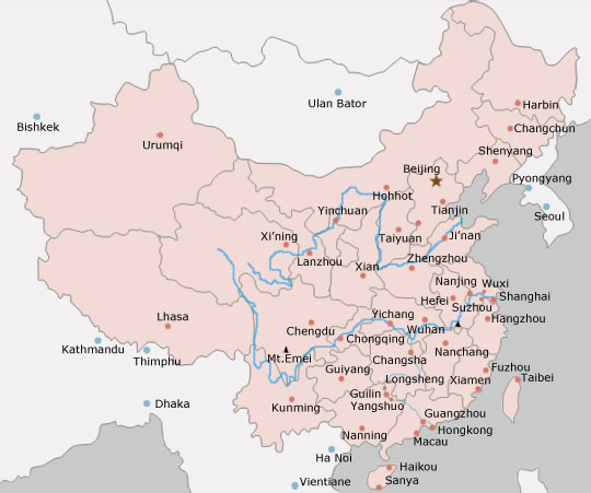 View China cities on a map