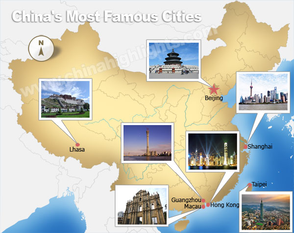 China most famous cities map