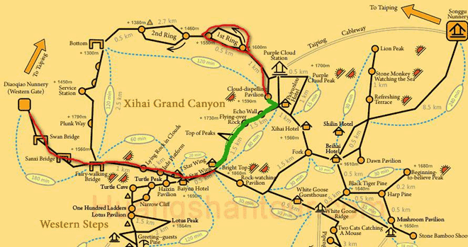 Yellow Mountain hiking map