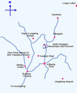 Location map of Jade Dragon Snow Mountain Ski Resort