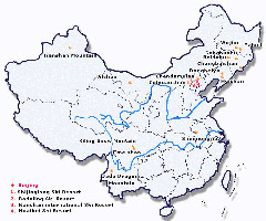 Map of China's major ski resorts