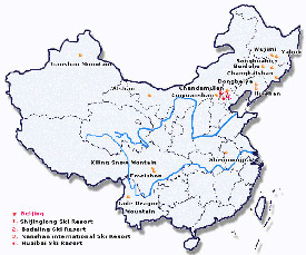 Map of China's ski resorts