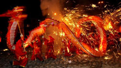 Fire dragon dance during the Mid-autumn Festival in Hong Kong