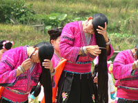 Yao women in Longsheng, Guilin are famous for thier long hair