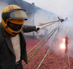 Villagers are setting off firecrackers during Chinese New Year