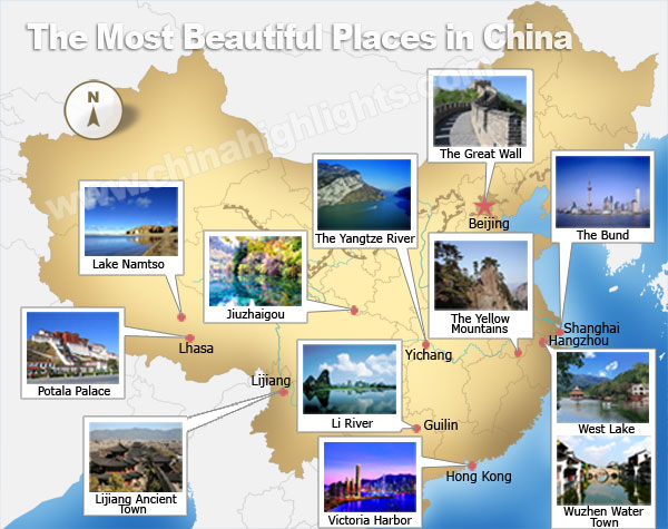 Most beautiful places in China map