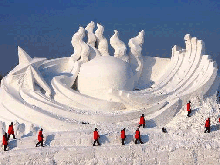 A large ice sculpture displayed during Harbin Ice Festival