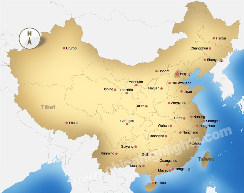 China Map With States And Cities - United States Map