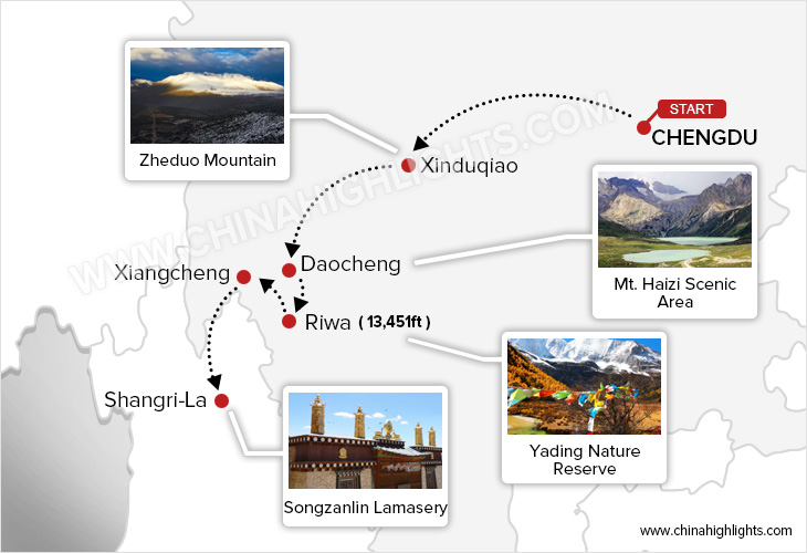 A Memorable Road Trip on the Han-Tibetan Road tour map