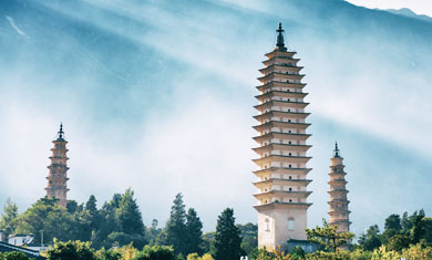 Three white pagodas in Dali