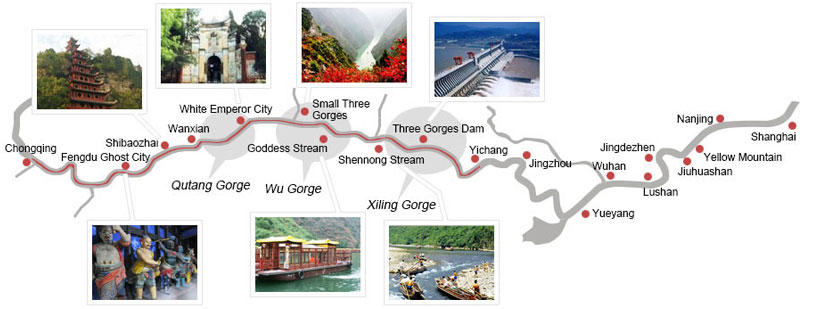 Yangtze cruise map